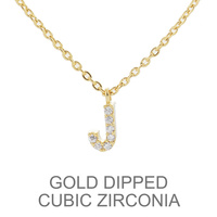 GOLD DIPPED CZ INITIAL NECKLACE